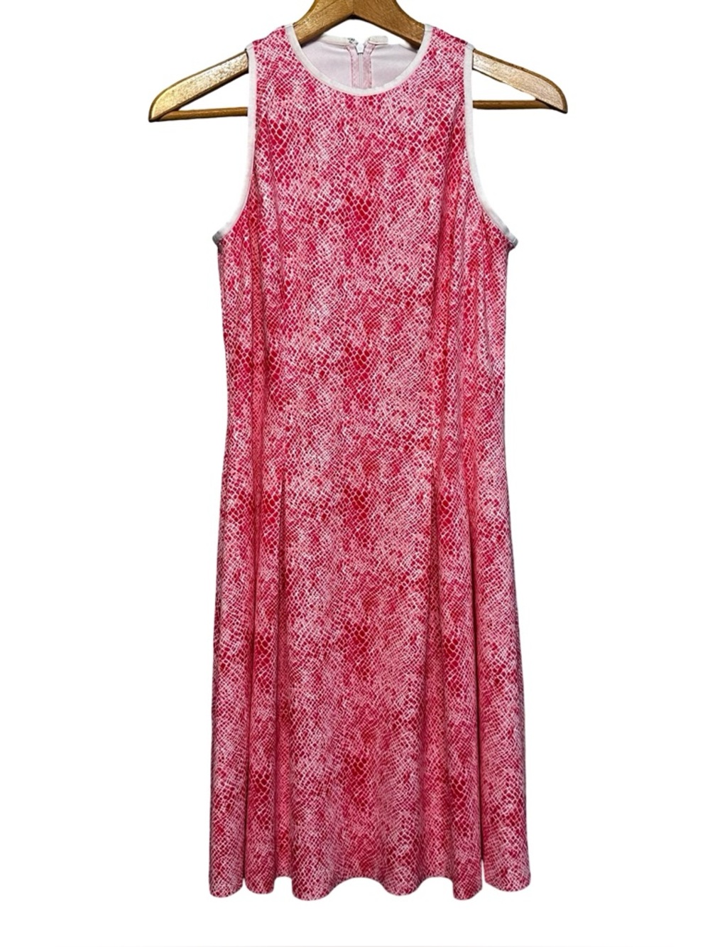 J.McLaughlin Catalina Cloth Pink White Sleeveless Midi Dress Small Fit Flare